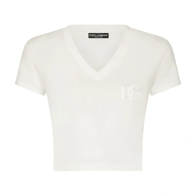Dolce & Gabbana Short-sleeved T-shirt With Dg Logo In White
