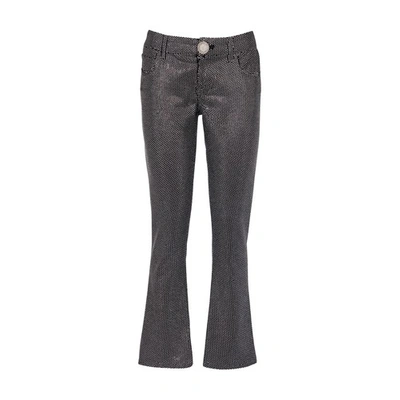 Balmain Rhinestone-embellished Bootcut Jeans In Silver