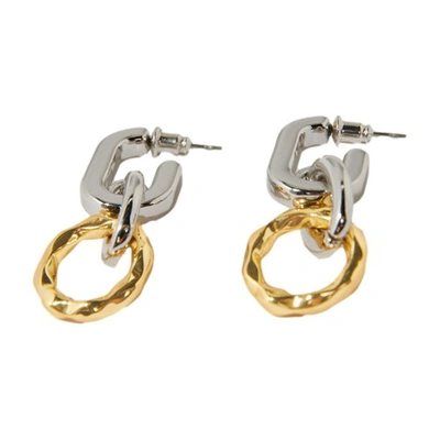 Maje Punkbo Mixed Link Drop Earrings In Two Tone In Argent_or