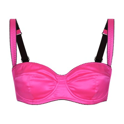 Dolce & Gabbana Satin-finish Balconette-style Bra In Fuxia