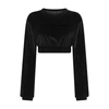 Dolce & Gabbana Cropped Chenille Sweatshirt With Carpet-stitch Embroidery In Black