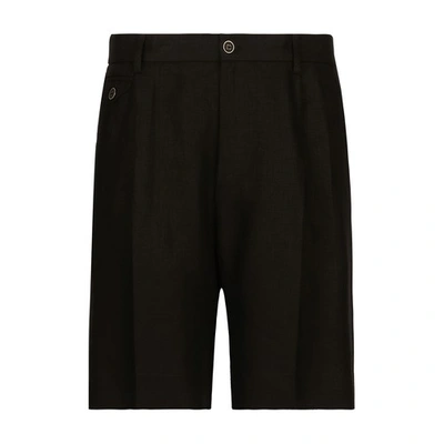 Dolce & Gabbana Linen Shorts In Black
