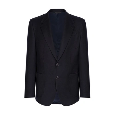 Dolce & Gabbana Single-breasted Stretch Wool Tricotine Jacket In ブルー