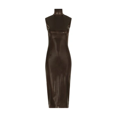 Dolce & Gabbana Sleeveless Calf-length Dress In Dark_brown_4