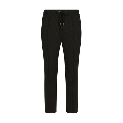 Dolce & Gabbana Stretch Technical Jersey Jogging Pants In Melange_grey