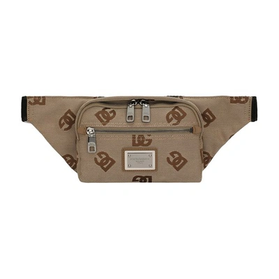 Dolce & Gabbana Small Cordura Belt Bag In Ecru_marrone