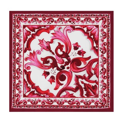 Dolce & Gabbana Majolica-print Twill Scarf (50 X 50) In Maiolica_fucsia