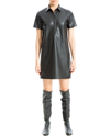 Max Studio Faux Leather Short Sleeve Shirtdress