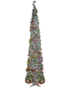 NORTHLIGHT NORTHLIGHT 6FT PRE-LIT SILVER TINSEL POP-UP ARTIFICIAL CHRISTMAS TREE