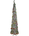Northlight 6ft Pre-lit Silver Tinsel Pop-up Artificial Christmas Tree