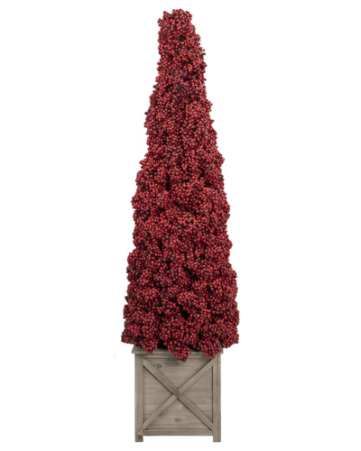 Northlight 50in Artificial Berry Cone Potted Christmas Topiary