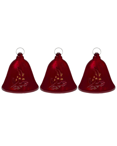 Northlight Set Of 3 Musical Lighted Bells Christmas Decor In Red