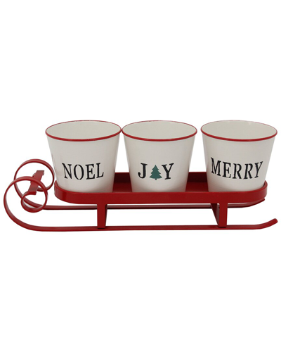 Northlight 18.75in Sleigh With Sentiment Buckets Christmas Džcor In White