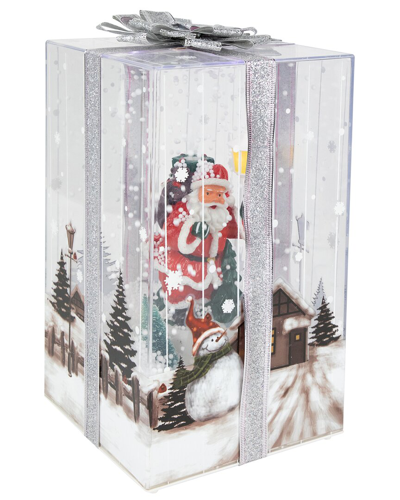 Northlight 12in Lighted & Musical Santa Claus Snowing Gift Box In Multi