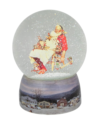 Northlight Norman Rockwell Santa And His Helpers Christmas Snow Globe, 6.5" In White