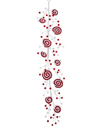 Northlight 30in Striped Candy Cane Swirls & Pom Poms
