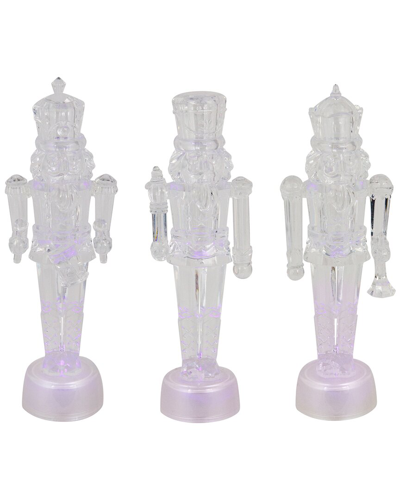 Northlight Set Of 3 Led Lighted Icy Crystal Christmas Nutcrackers In White