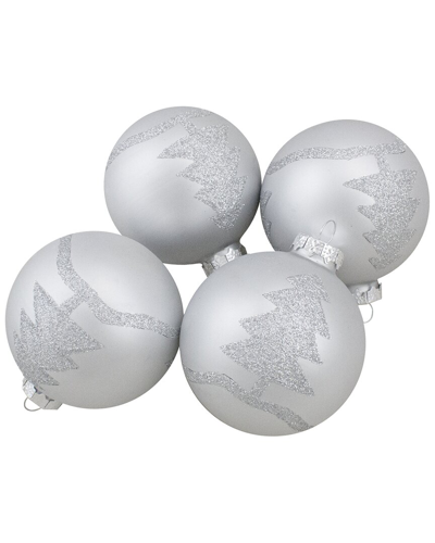 Northlight Set Of 4 Glass Ball Christmas Ornaments In Gray