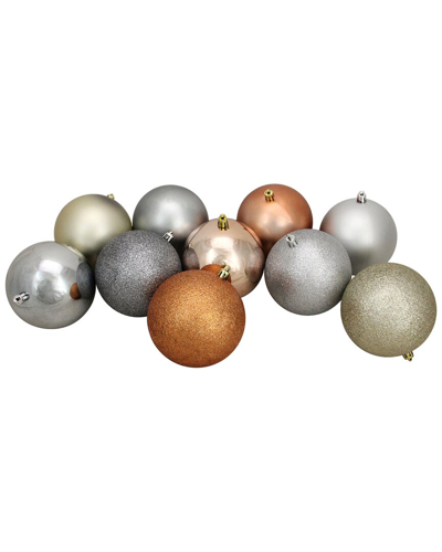 Northlight 12ct Almond/silver/pewter/champagne Shatterproof 3-finish Christmas Ball Ornaments 4" In Multi