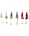 Northlight Set Of 6 Gnomes With Stars Plush Christmas Ornaments