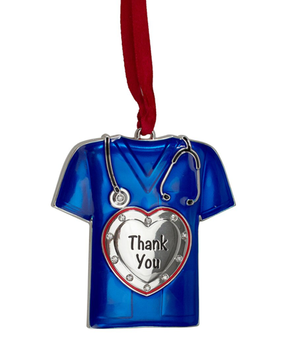 Northlight 3in Silver Plated Scrubs Christmas Ornament In Blue