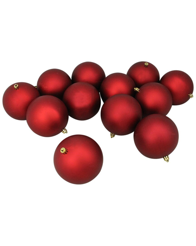 Northlight 12ct Shatterproof Matte Christmas Ball Ornaments In Red