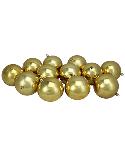 Northlight 12ct Shiny Vegas Shatterproof Christmas Ball Ornaments In Gold