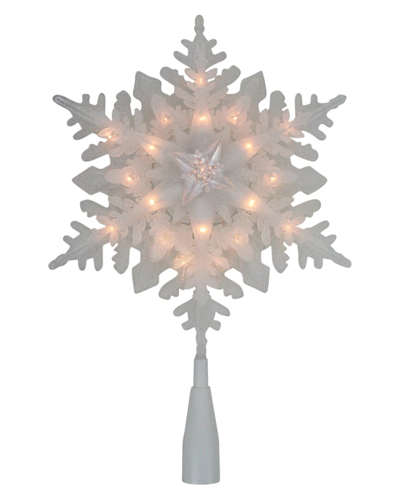 Northlight 10in Lighted Frosted 3-d Snowflake Christmas Tree Topper