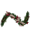 Northlight Bows And Berries Unlit Christmas Indoor Garland