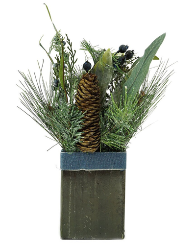 Northlight 13in Square Frosted Potted Artificial Blueberry Arrangement