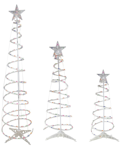 Northlight Set Of 3 Lighted Spiral Christmas Trees In Green