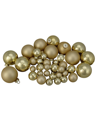 Northlight 40ct Glass 2-finish Christmas Ball Ornaments In Gold