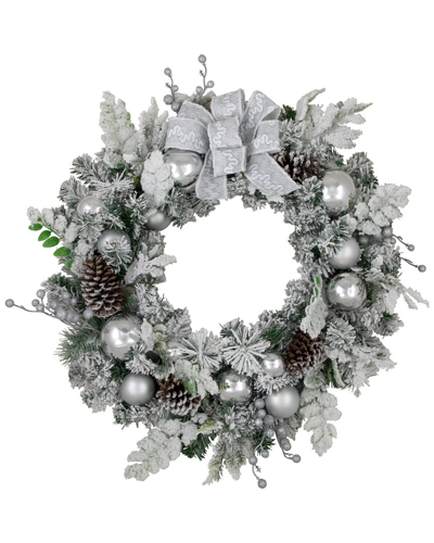 Northlight Glitter & Frosted Foliage Artificial Christmas Wreath In Gray