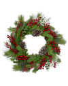 NORTHLIGHT NORTHLIGHT HOLLY BERRIES & SNOWY PINECONES ARTIFICIAL CHRISTMAS WREATH