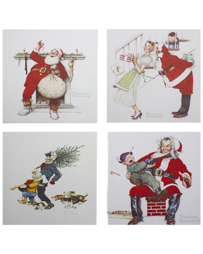 Northlight Set Of 4 Classic Norman Rockwell Christmas Scene Canvas Wall Art
