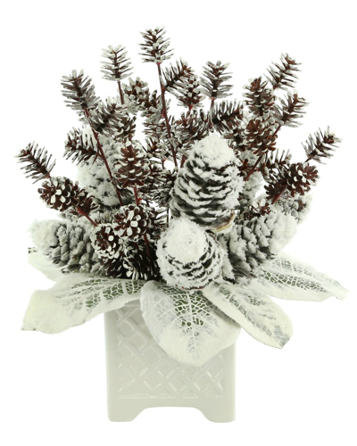 Creative Displays Snowy Holiday Faux Floral Arrangement In White