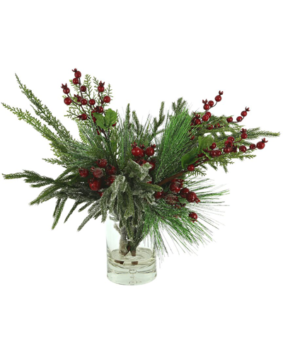 Creative Displays Evergreen And Red Berry Faux Floral Arrangement