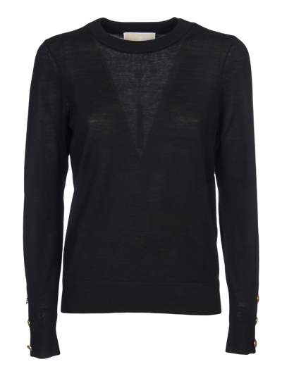 Michael Michael Kors Women's Cut-out Rib-knit Sweater In Black