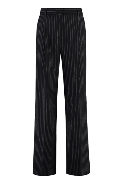 Michael Michael Kors Wool Blend Trousers In Black