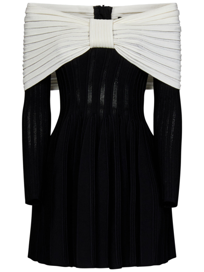 Balmain Mini Dress In Nero/bianco