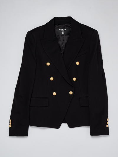 Balmain Kids' Black Jacket Girl In Nero-oro