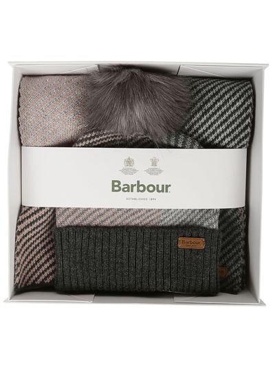 Barbour Nyla Beanie Scarf Gift Set In Pearl Grey