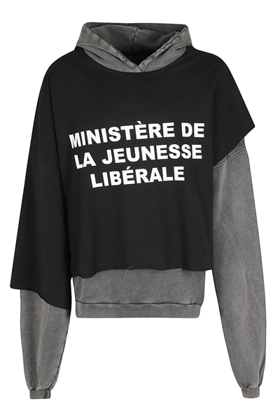 Liberal Youth Ministry Oversized Layered Logo-print Cotton-jersey Hoodie In Black