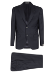 Corneliani Single-breasted Wool Twill Suit With Front Pockets In Blu