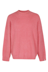 Bonsai Textured Knit Sweater With Round Neckline In Peach Amber Peaamb