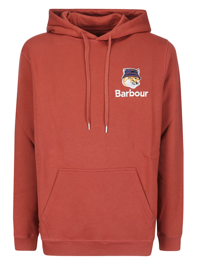 Barbour Fox Head Hoodie Sweatshirt In Red