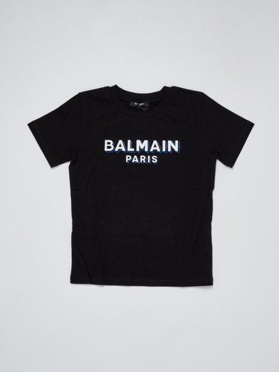 Balmain Kids' T-shirt T-shirt In Nero-bianco