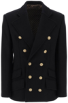 Balmain Virgin Wool Coat With Iconic Gold Buttons In Noir (black)