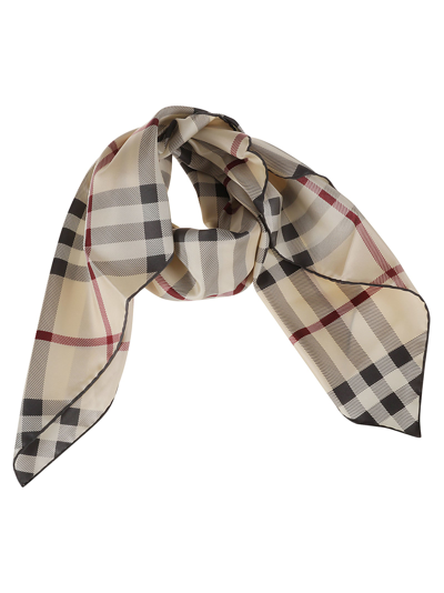 Burberry Check Printed Scarf In Stone