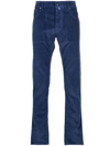 Jacob Cohen Low-rise Straight-leg Corduroy Trousers In China Blue